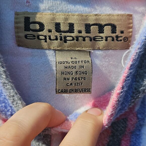 Vintage B.U.M. Equipment Striped Hoodie Pullover Sz M 90s Surf Style - Picture 4 of 6